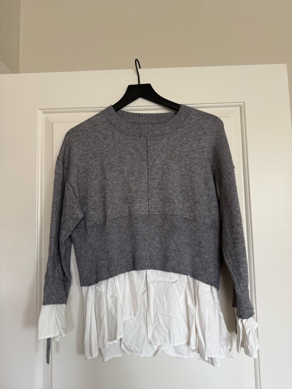 Gray Layered Ruffle Hem Pullover Top - Picture 3 of 3
